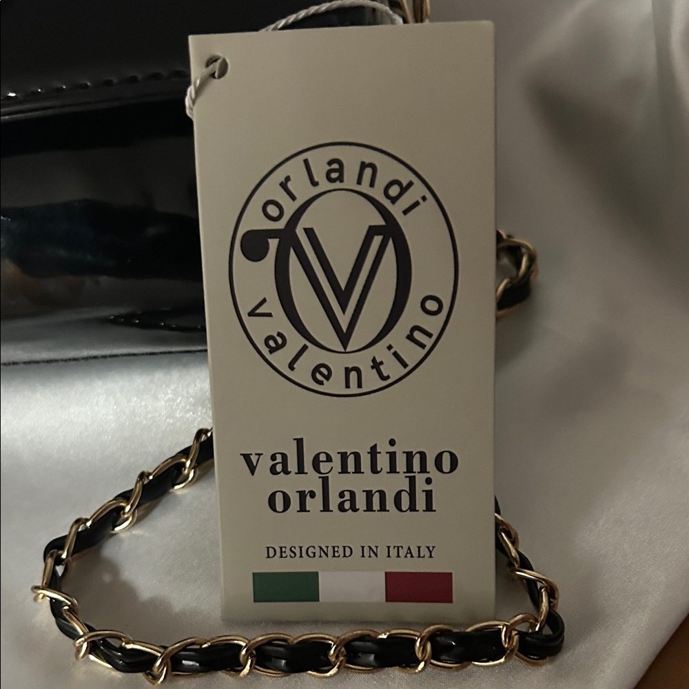Valentino Orlandi Glossy Black Clutch or Crossbody NWT $210 Retail - Picture 10 of 11